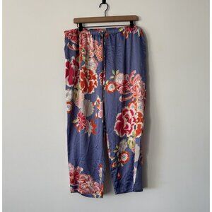 Natori Pajama Pants Womens XL Floral Silky Polyester Loungewear Feminine Cottage